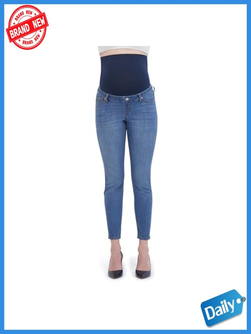 Maternity Skinny Jeans Over The Belly with Belt Loops High Rise